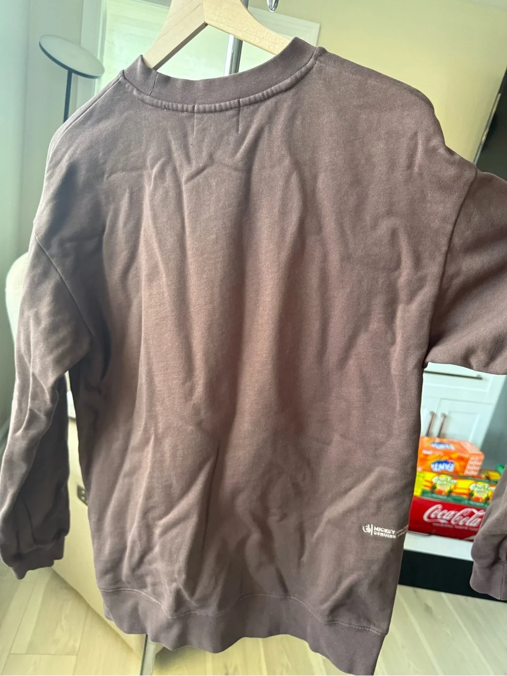 Disney Brown Crewneck Sweatshirt with Embroidered Mickey